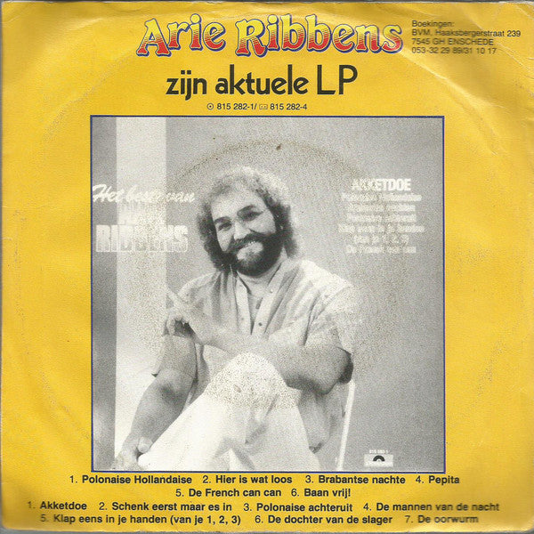 Arie Ribbens - Lang Leve De Lol 04971 Vinyl Singles Vinyl Zeer Goed / Hoesje Goed "VINYLSINGLES.NL"