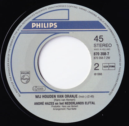 André Hazes En Het Nederlands Elftal - Wij Houden Van Oranje 34945 Vinyl Singles Vinyl Zeer Goed / Hoesje Goed "VINYLSINGLES.NL"