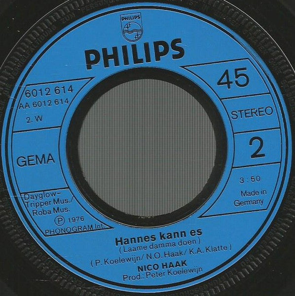 Nico Haak - Fischers Fritz Fischt Frische Fische 15280 Vinyl Singles Vinyl Goed / Hoes Goed