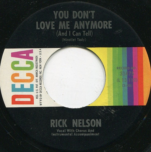 Ricky Nelson - You Don't Love Me Anymore (And I Can Tell) 40525 Vinyl Singles Vinyl Goed / Hoes Generic