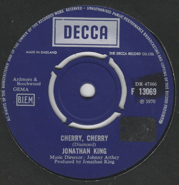 Jonathan King - Cherry, Cherry 41083 Vinyl Singles Vinyl Goed / Hoes Goed