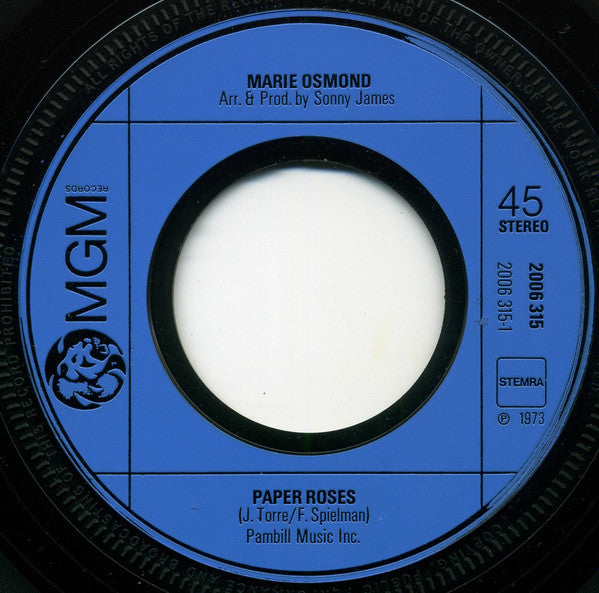 Marie Osmond - Paper Roses 39299 Vinyl Singles Vinyl Goed / Hoes Generic