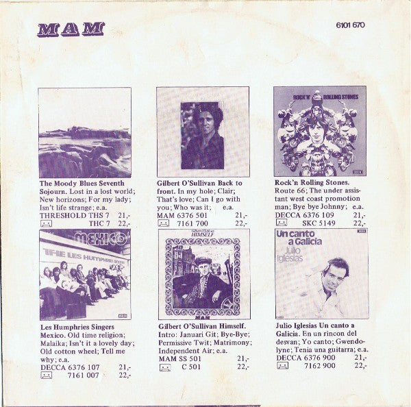 Gilbert O'Sullivan - Get Down 07385 Vinyl Singles Vinyl Goed / Hoes Goed