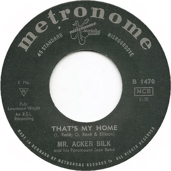 Acker Bilk And His Paramount Jazz Band - That's My Home 42220 Vinyl Singles Toevoegen Vinyl Goed / Hoes Generic
