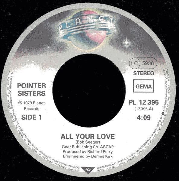 Pointer Sisters - All Your Love 41595 Vinyl Singles Toevoegen Vinyl Goed / Hoes Generic