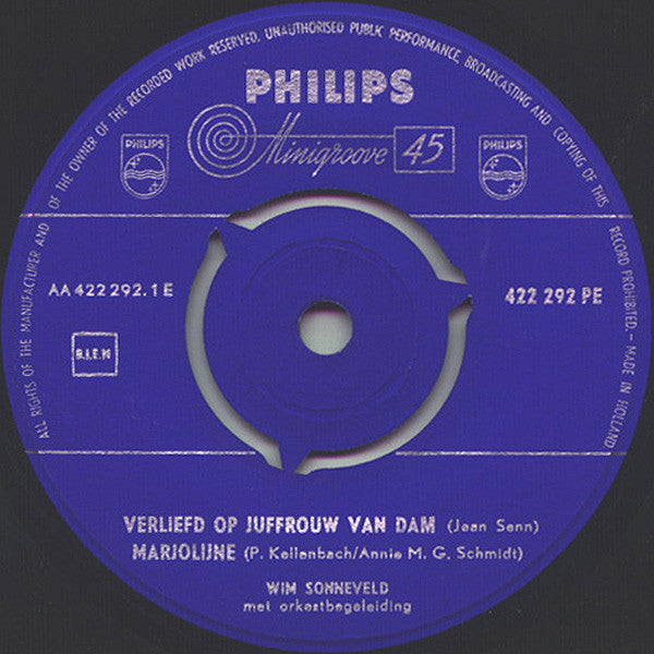 Wim Sonneveld - Verliefd Op Juffrouw Van Dam 42780b vinylsingle Vinyl Goed / Hoes Goed
