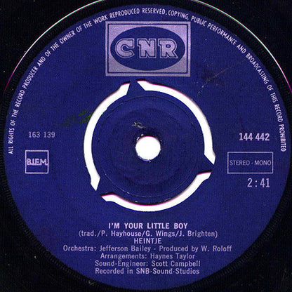 Heintje - I'm Your Little Boy 28796 Vinyl Singles Vinyl Zeer Goed / Hoesje Goed "VINYLSINGLES.NL"