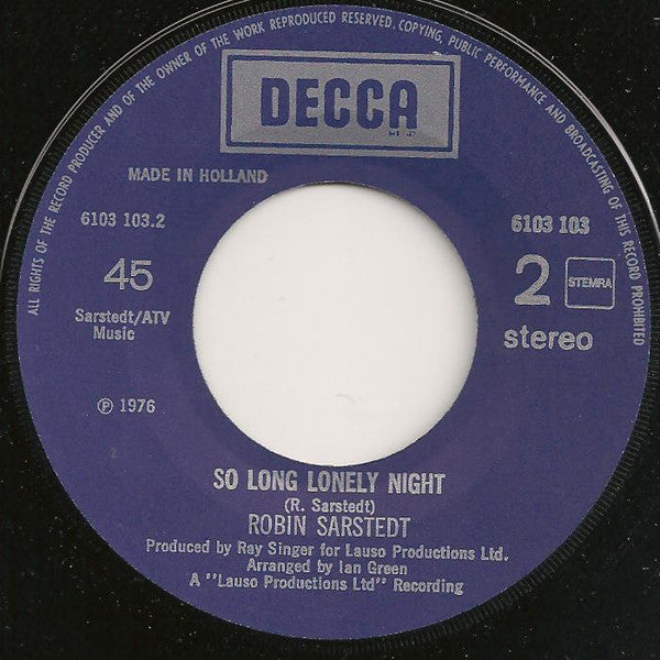 Robin Sarstedt - Let's Fall In Love 28354 Vinyl Singles Vinyl Goed / Hoes Redelijk