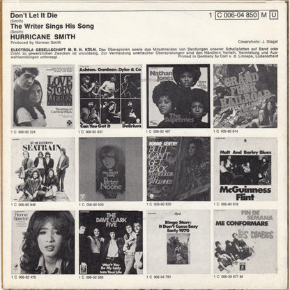 Hurricane Smith - Don't Let It Die Vinyl Singles Vinyl Goed / Hoes Goed