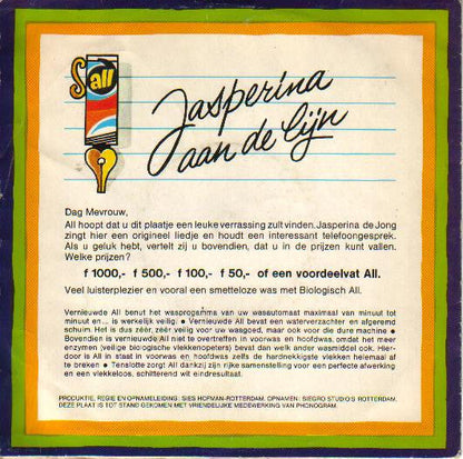 Jasperina De Jong - Jasperina Aan De Lijn (Flexi-disc) 43353 Flexi-disc Goede Staat
