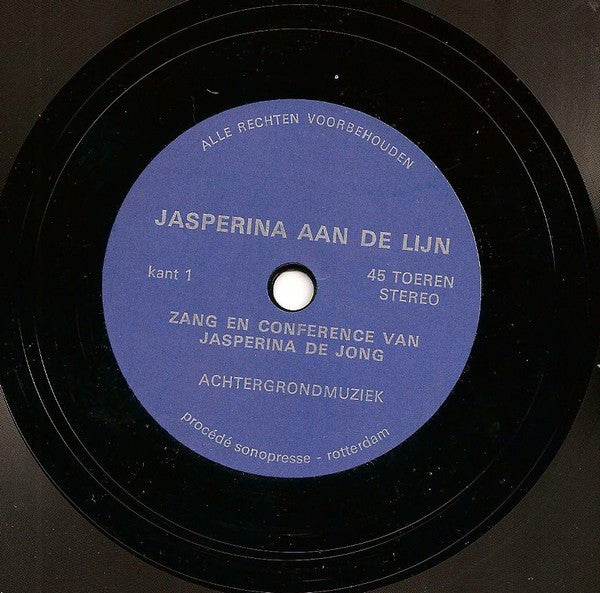 Jasperina De Jong - Jasperina Aan De Lijn (Flexi-disc) 43353 Flexi-disc Goede Staat