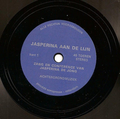 Jasperina De Jong - Jasperina Aan De Lijn (Flexi-disc) 43353 Flexi-disc Goede Staat