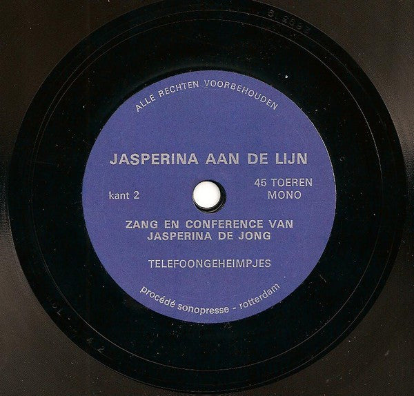 Jasperina De Jong - Jasperina Aan De Lijn (Flexi-disc) 43353 Flexi-disc Goede Staat