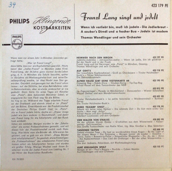 Franzl Lang - Franzl Lang Singt und Jodelt 36764