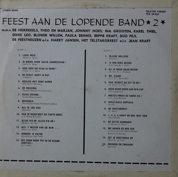 Heikrekels, Theo & Marjan ... - Feest Aan De Lopende Band 2 (LP) Vinyl LP Vinyl Zeer Goed / Hoesje Goed "VINYLSINGLES.NL"