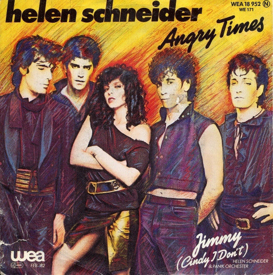 Helen Schneider - Angry Times Vinyl Singles Vinyl Zeer Goed / Hoesje Goed "VINYLSINGLES.NL"