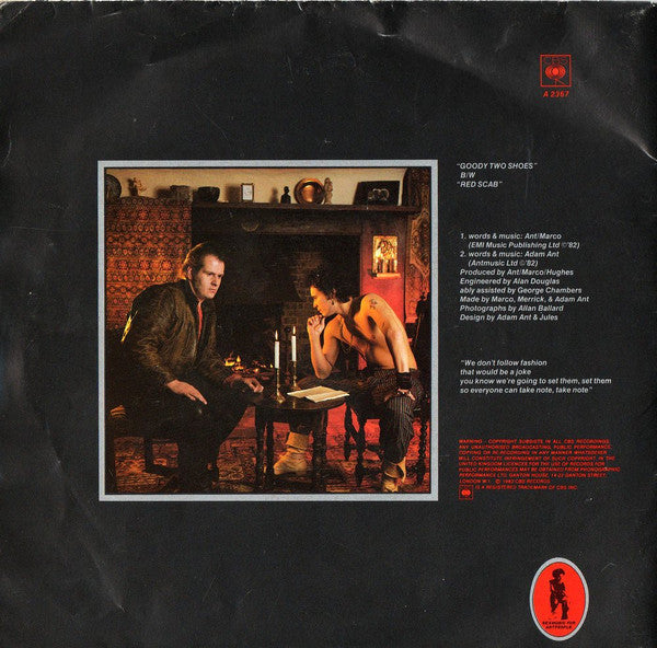 Adam Ant - Goody Two Shoes (B-Keus) Vinyl Singles Vinyl Zeer Goed / Hoesje Sticker "VINYLSINGLES.NL"