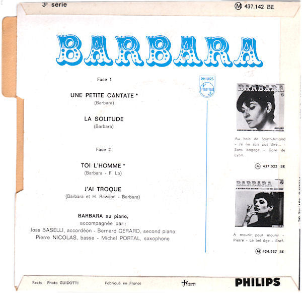 Barbara - Une Petite Cantate 42745 Vinyl Singles EP Vinyl Goed / Hoes Goed