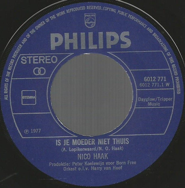 Nico Haak - Is Je Moeder Niet Thuis 43481 Vinyl Singles Vinyl Goed / Hoes Goed