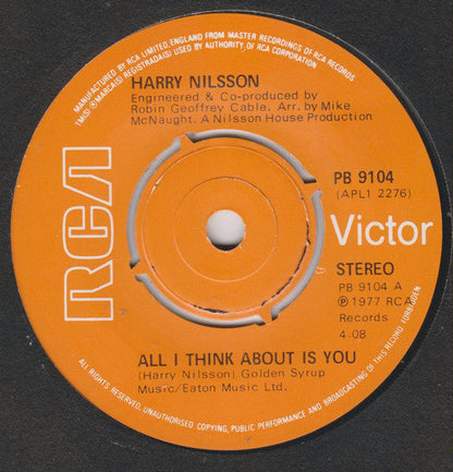 Harry Nilsson - All I Think About Is You Vinyl Singles Vinyl Zeer Goed / Hoesje Goed "VINYLSINGLES.NL"