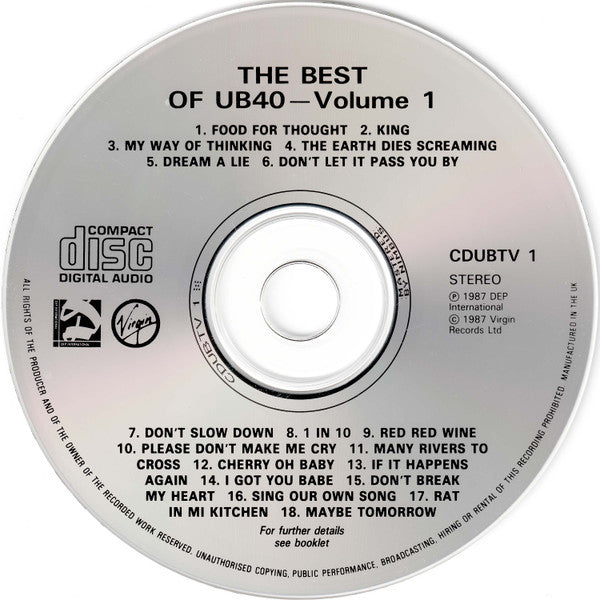 UB40 - The Best Of UB40 - Volume One (CD) 70438 Compact Disc Goede Staat