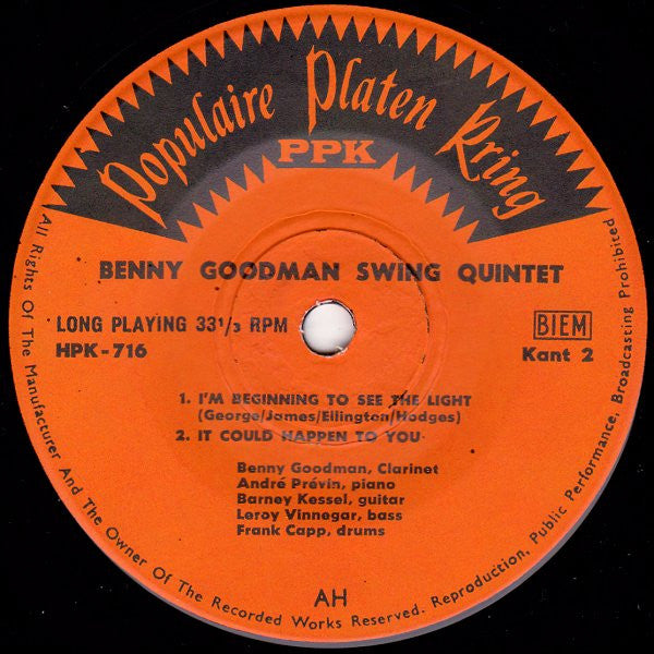 Benny Goodman - Swing International 42841 Vinyl Singles EP Vinyl Zeer Goed / Hoesje Goed "VINYLSINGLES.NL"