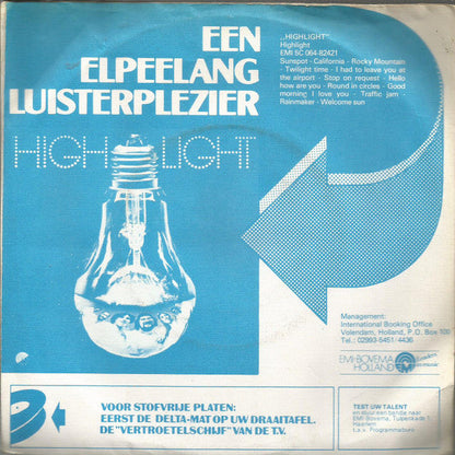 Highlight - One One And One Vinyl Singles Vinyl Zeer Goed / Hoesje Goed "VINYLSINGLES.NL"