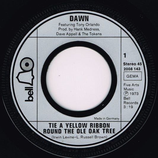 Dawn - Tie A Yellow Ribbon Vinyl Singles Vinyl Zeer Goed / Hoesje Generic "VINYLSINGLES.NL"