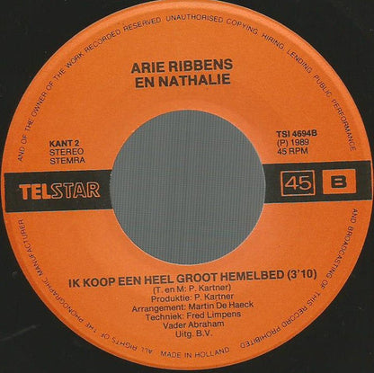 Arie Ribbens En Nathalie - Liefde Is Leven 42169 Vinyl Singles Vinyl Zeer Goed / Hoesje Goed "VINYLSINGLES.NL"