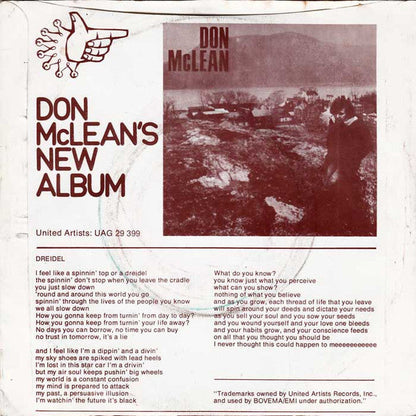 Don McLean - Dreidel Vinyl Singles Vinyl Goed / Hoes Goed