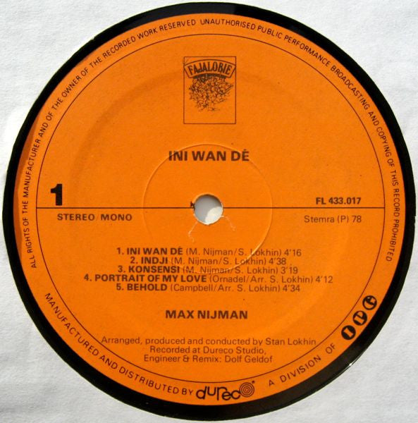 Max Nijman - Ini Wan Dé (LP) 40721 Vinyl LP JUKEBOXSINGLES.NL   