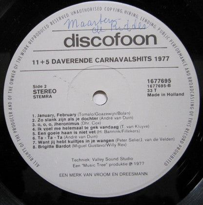 Verschiedene – Elf + 5 Daverende Carnavals Hits '77 (LP) 48138 (B)
