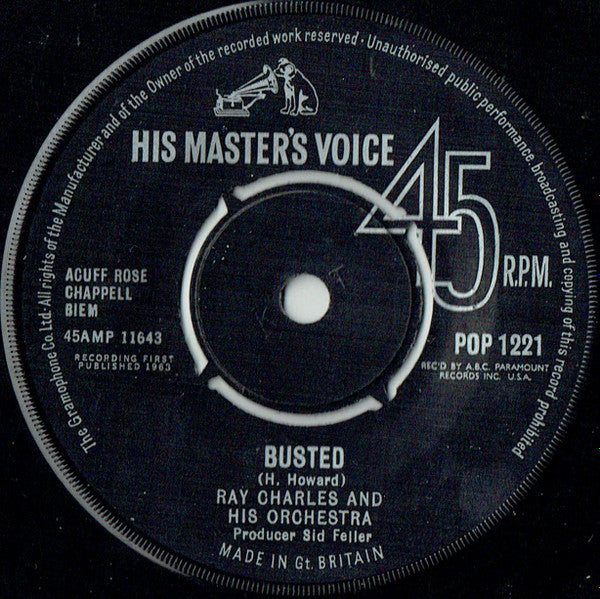 Ray Charles And His Orchestra / Ray Charles - Busted / Making Believe 41850 Vinyl Singles Vinyl Goed / Hoes Generic