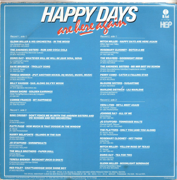 Various - Happy Days Are Here Again (LP) 46928 Vinyl LP Dubbel JUKEBOXSINGLES.NL   