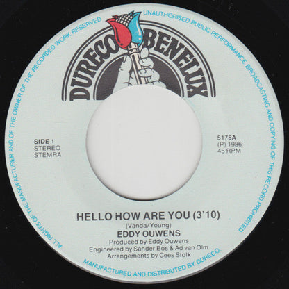 Eddy Ouwens - Hello How Are You 12539 Vinyl Singles Vinyl Zeer Goed / Hoesje Goed "VINYLSINGLES.NL"