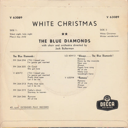 Blue Diamonds - White Christmas Vinyl Singles EP Vinyl Zeer Goed / Hoesje Goed "VINYLSINGLES.NL"