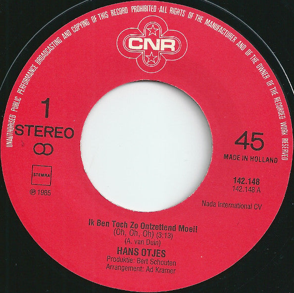 Hans Otjes - Ik Ben Toch Zo Ontzettend Moei 04233 Vinyl Singles Vinyl Goed / Hoes Goed