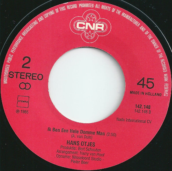 Hans Otjes - Ik Ben Toch Zo Ontzettend Moei 04233 Vinyl Singles Vinyl Goed / Hoes Goed