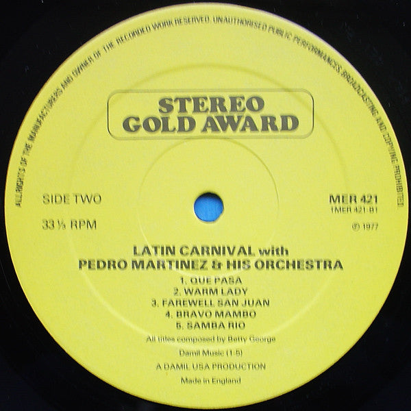 Pedro Martinez, sein Orchester und Chor – Latin Carnival (LP) 49543