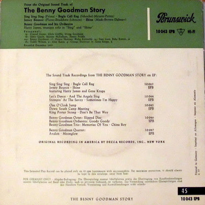 Benny Goodman And His Orchestra - The Benny Goodman Story 41429 Vinyl Singles EP Vinyl Goed / Hoes Goed