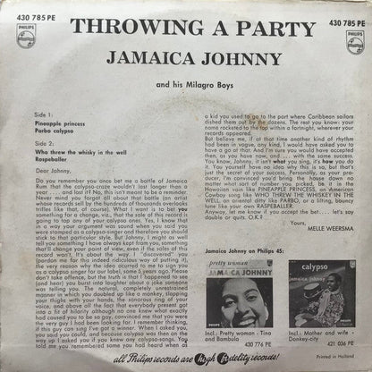 Jamaica Johnny And His Milagro Boys - Throwing A Party 42587 Vinyl Singles EP Vinyl Goed / Hoes Goed