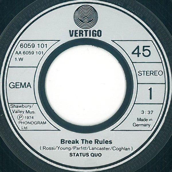 Status Quo - Break The Rules 41577 Vinyl Singles Vinyl Goed / Hoes Generic