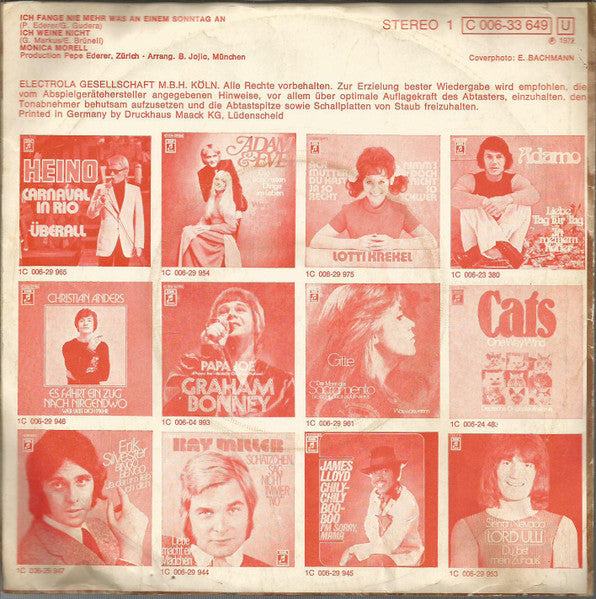 Monica Morell - Ich Fange Nie Mehr Was An Einem Sonntag An 09517 Vinyl Singles Vinyl Goed / Hoes Goed