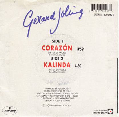 Gerard Joling - Carazon Vinyl Singles Vinyl Zeer Goed / Hoesje Goed "VINYLSINGLES.NL"