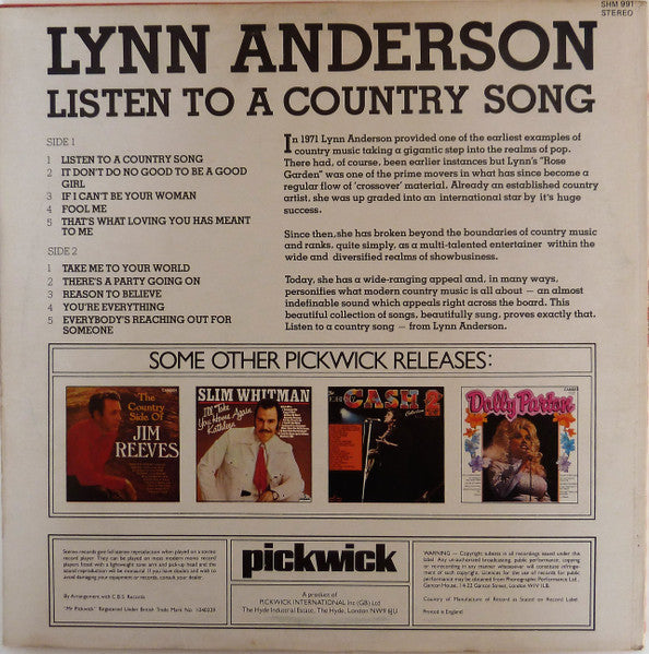 Lynn Anderson - Listen To A Country Song (LP) 42808 Vinyl LP JUKEBOXSINGLES.NL   