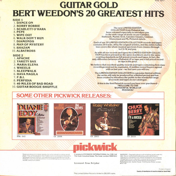 Bert Weedon - Guitar Gold - Bert Weedon's 20 Greatest Hits (LP) 41344 Vinyl LP JUKEBOXSINGLES.NL   