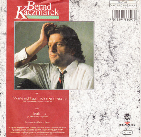 Bernd Kaczmarek - Warte Nicht Auf Mich, Mein Herz 23453 Vinyl Singles Vinyl Zeer Goed / Hoesje Goed "VINYLSINGLES.NL"