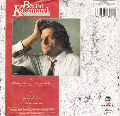 Bernd Kaczmarek - Warte Nicht Auf Mich, Mein Herz 23453 Vinyl Singles Vinyl Zeer Goed / Hoesje Goed "VINYLSINGLES.NL"
