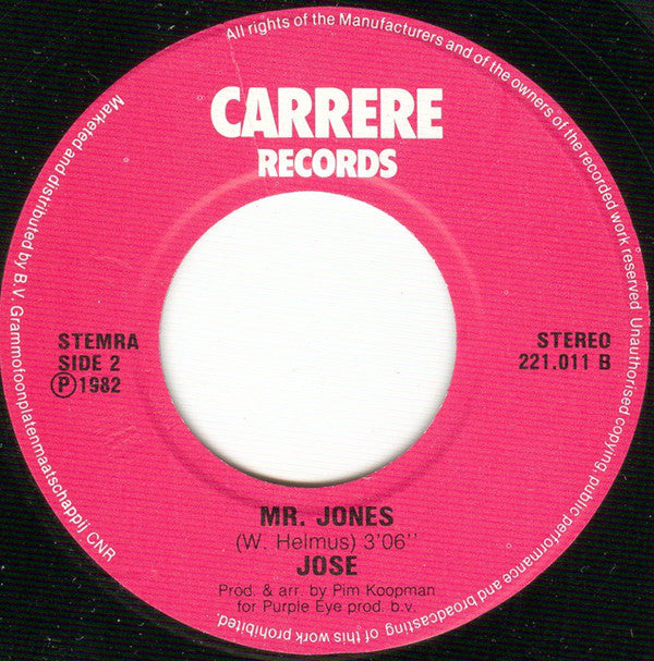 Jose - Secret Love 09902 Vinyl Singles Vinyl Goed / Hoes Goed