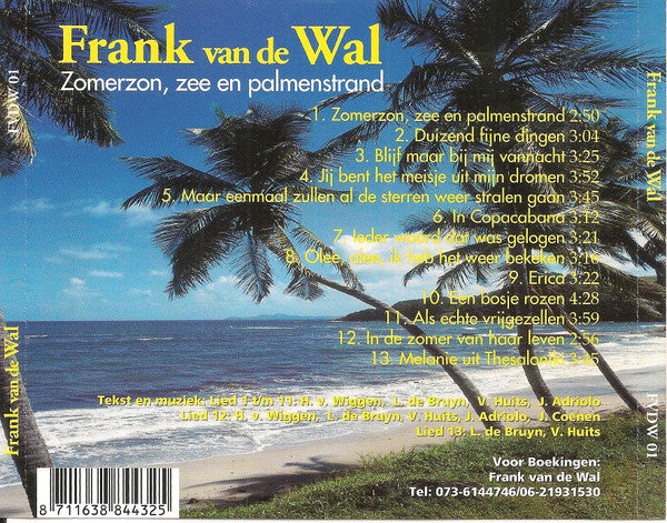 Frank Van De Wal - Zomerzon, Zee En Palmenstrand (CD) 70518 Compact Disc Goede Staat